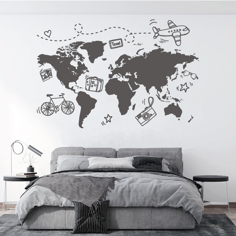 Office Furniture To Go - Gaan Reizen Wereldkaart Muursticker Kantoor Reisbureau