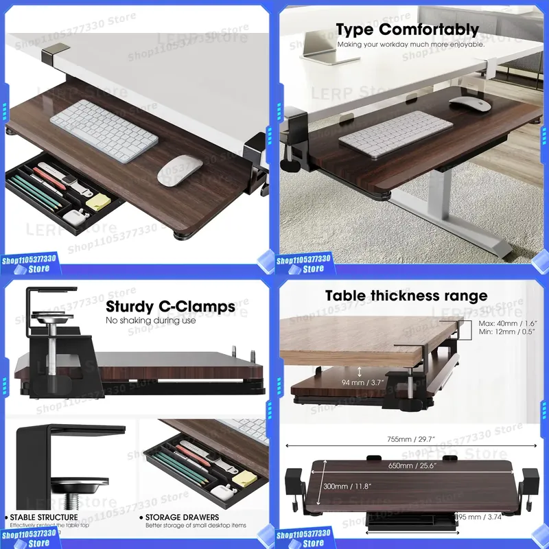 Keyboard Drawer Under - C-type clip-on schuifbare toetsenbord-muislade onder bureau,