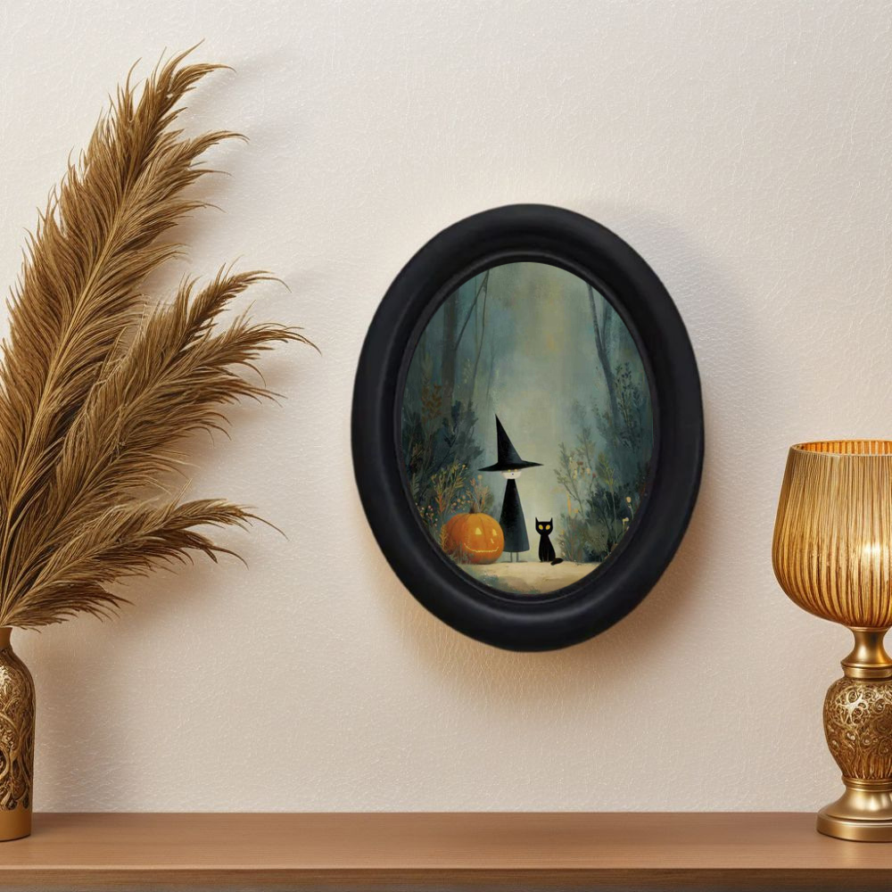 Office Furniture Home - Een 3D Vintage Halloween-heks en zwarte
