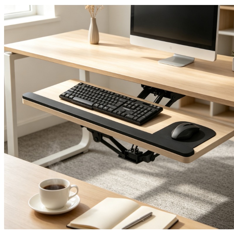 Keyboard Drawer Under - Toetsenbordlade onder bureau, schuiflade met muismat,