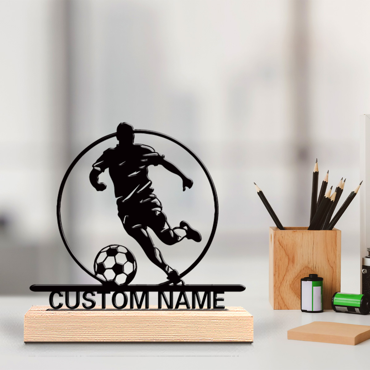 Office Furniture Home - Aangepaste voetbalspeler metalen beeldje met naam,