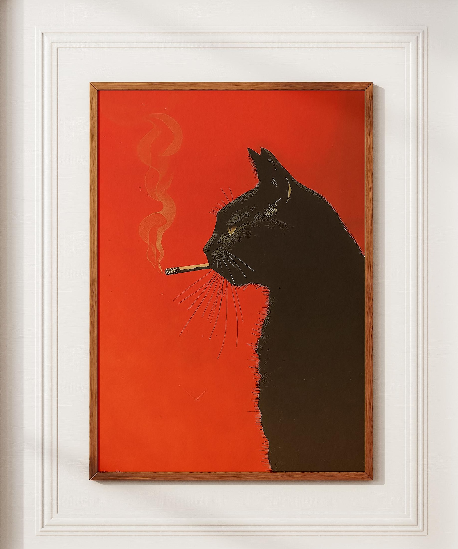 Office Furniture Home - Vintage zwarte kat rokende canvas print