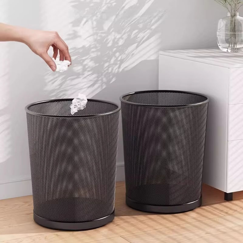 Paper Basket Mesh - 9L grote zwarte metalen prullenbak van