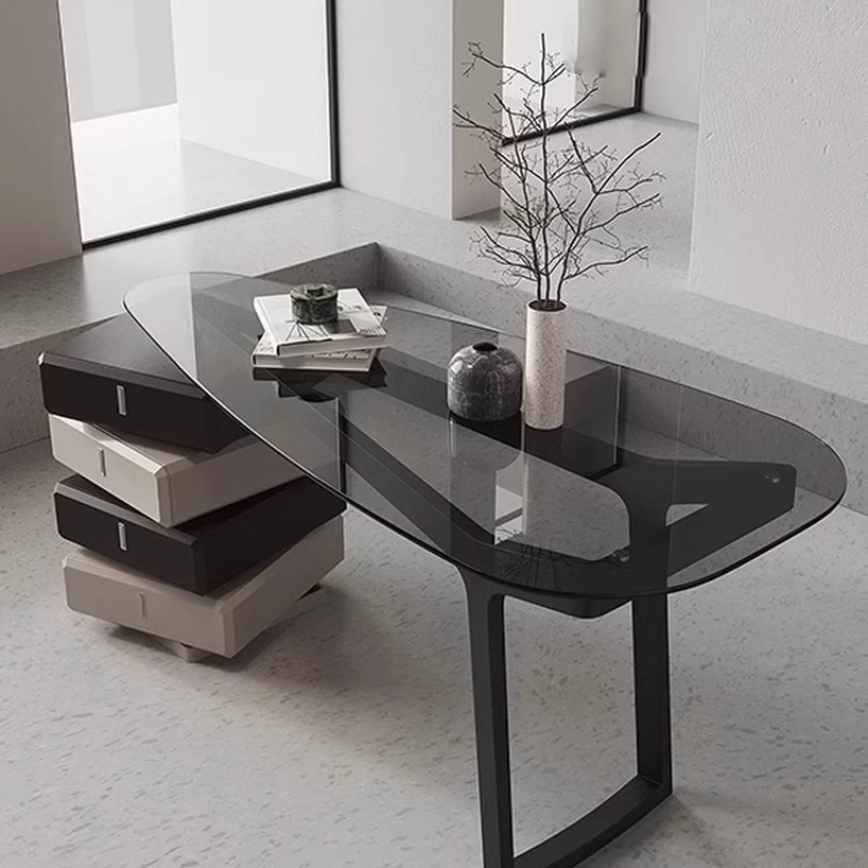Office Furniture High End - Italiaanse baas gebogen glazen bureau High-end